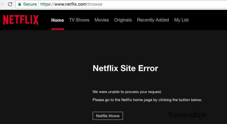 Solucionar el error del sitio de Netflix