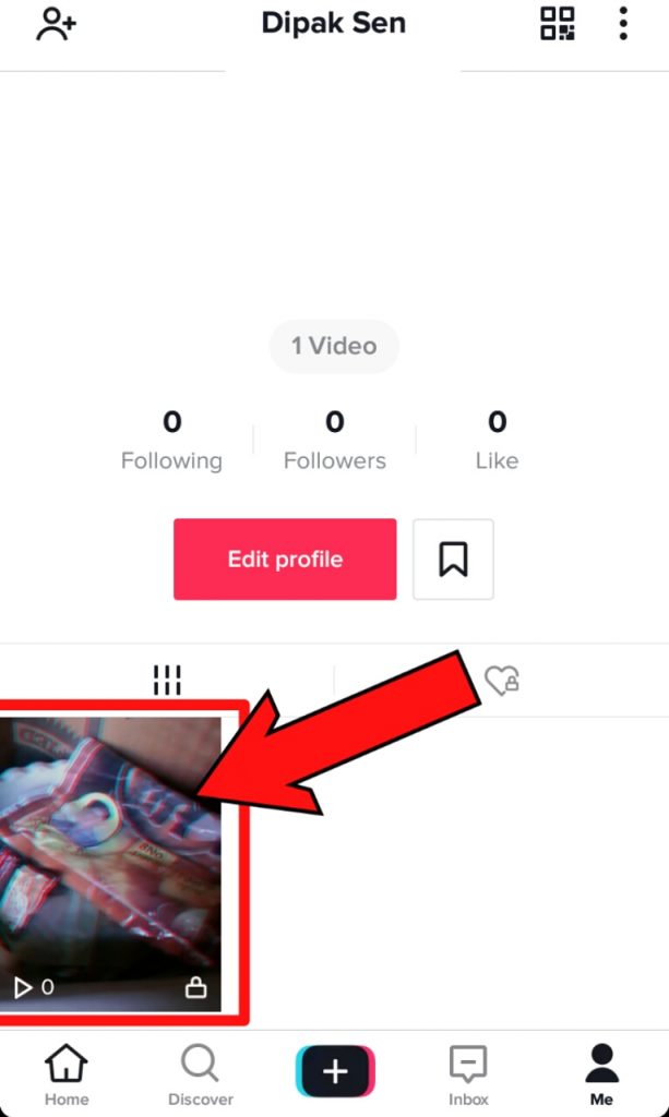 list of videos in your account and find the TikTok