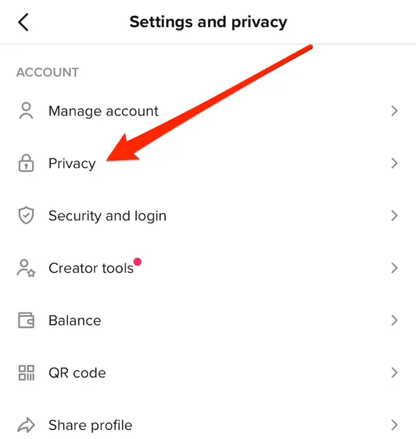 Click Settings and Privacy, and then click Privacy.