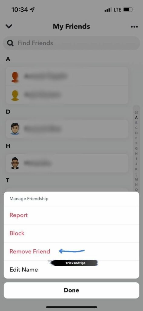 Click "Remove Friends