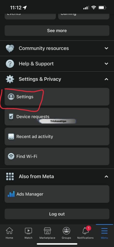click on Settings and Privacy.