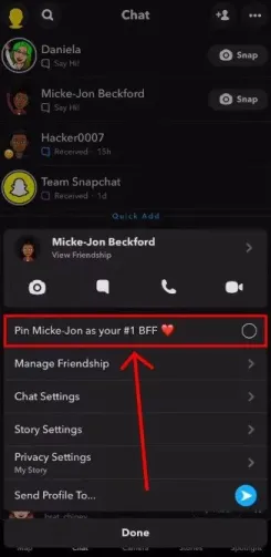 quick way  to Pin "BFF" on Snapchat Plus Forever
