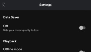 
spotify data saver greyed out