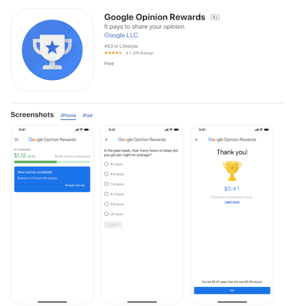 Google Rewards(google my opinion)
